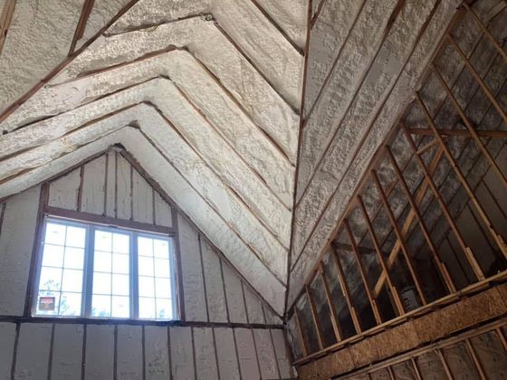 Spray foam insulation in attic